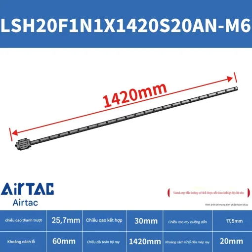 Thanh trượt vuông tiêu chuẩn LSH20F1N1X1420S20AN-M6 - Ảnh 2