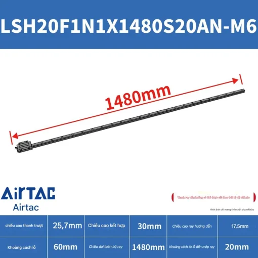 Thanh trượt vuông tiêu chuẩn LSH20F1N1X1480S20AN-M6 - Ảnh 2