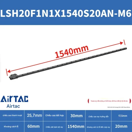 Thanh trượt vuông tiêu chuẩn LSH20F1N1X1540S20AN-M6 - Ảnh 2