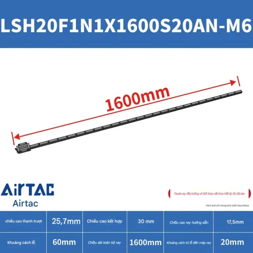 Thanh trượt vuông tiêu chuẩn LSH20F1N1X1600S20AN-M6 - Ảnh 2
