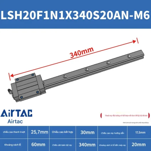 Thanh trượt vuông tiêu chuẩn LSH20F1N1X340S20AN-M6 - Ảnh 2
