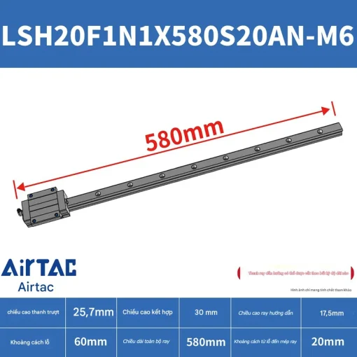 Thanh trượt vuông tiêu chuẩn LSH20F1N1X580S20AN-M6 - Ảnh 2