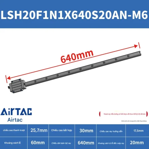 Thanh trượt vuông tiêu chuẩn LSH20F1N1X640S20AN-M6 - Ảnh 2