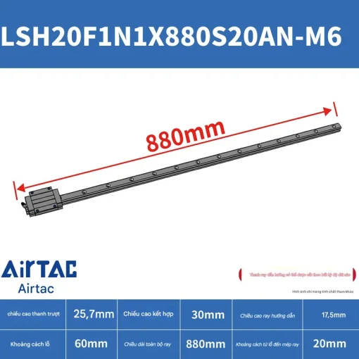 Thanh trượt vuông tiêu chuẩn LSH20F1N1X880S20AN-M6 - Ảnh 2