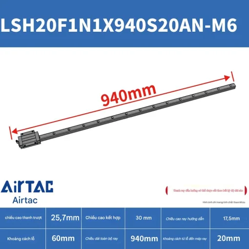 Thanh trượt vuông tiêu chuẩn LSH20F1N1X940S20AN-M6 - Ảnh 2