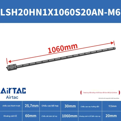 Thanh trượt vuông tiêu chuẩn LSH20HN1X1060S20AN-M6 - Ảnh 2