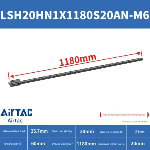 Thanh trượt vuông tiêu chuẩn LSH20HN1X1180S20AN-M6 - Ảnh 2