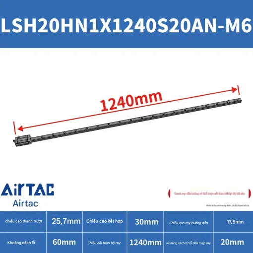 Thanh trượt vuông tiêu chuẩn LSH20HN1X1240S20AN-M6 - Ảnh 2