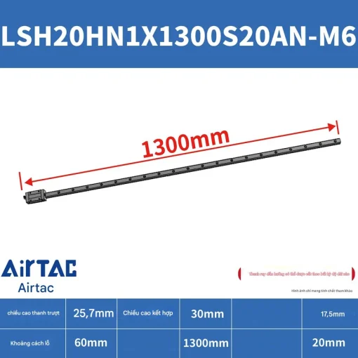Thanh trượt vuông tiêu chuẩn LSH20HN1X1300S20AN-M6 - Ảnh 2