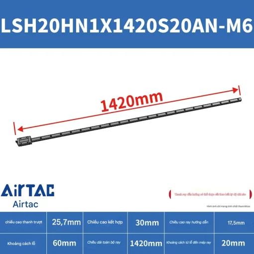 Thanh trượt vuông tiêu chuẩn LSH20HN1X1420S20AN-M6 - Ảnh 2