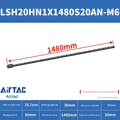 Thanh trượt vuông tiêu chuẩn LSH20HN1X1480S20AN-M6 - Ảnh 2