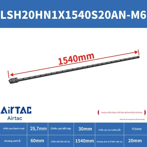 Thanh trượt vuông tiêu chuẩn LSH20HN1X1540S20AN-M6 - Ảnh 2