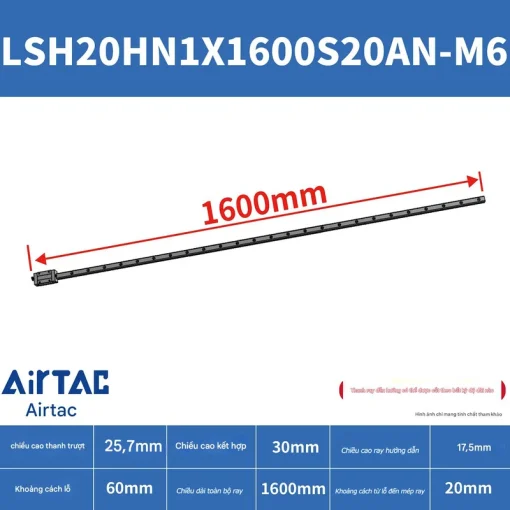 Thanh trượt vuông tiêu chuẩn LSH20HN1X1600S20AN-M6 - Ảnh 2