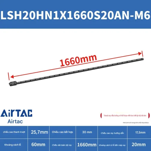 Thanh trượt vuông tiêu chuẩn LSH20HN1X1660S20AN-M6 - Ảnh 2