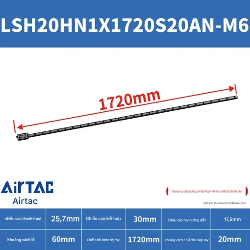 Thanh trượt vuông tiêu chuẩn LSH20HN1X1720S20AN-M6 - Ảnh 2