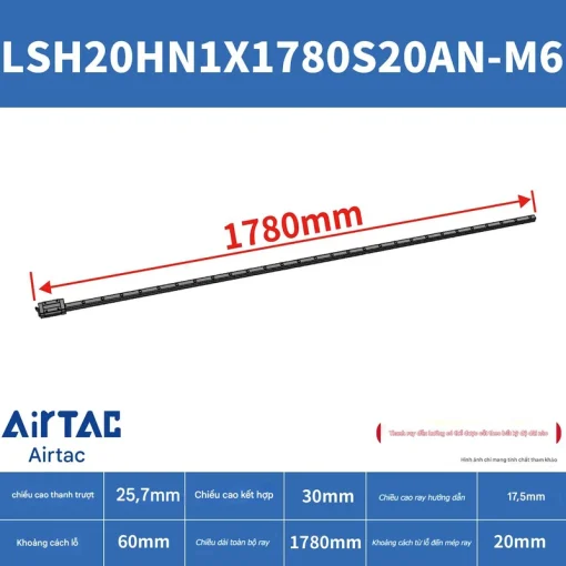 Thanh trượt vuông tiêu chuẩn LSH20HN1X1780S20AN-M6 - Ảnh 2