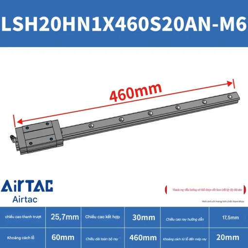 Thanh trượt vuông tiêu chuẩn LSH20HN1X460S20AN-M6 - Ảnh 2