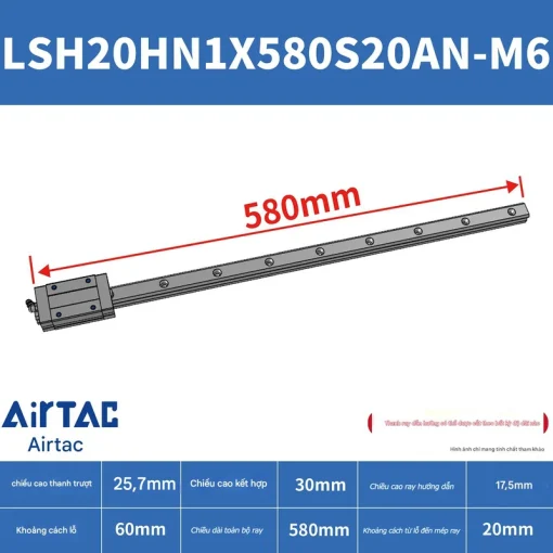 Thanh trượt vuông tiêu chuẩn LSH20HN1X580S20AN-M6 - Ảnh 2