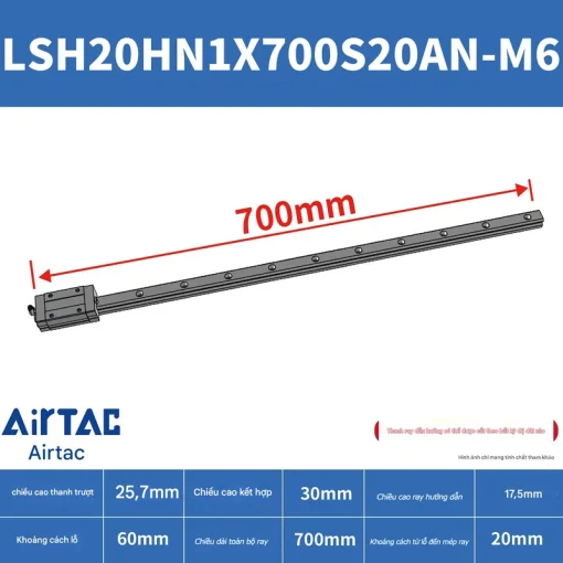 Thanh trượt vuông tiêu chuẩn LSH20HN1X700S20AN-M6 - Ảnh 2