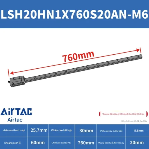 Thanh trượt vuông tiêu chuẩn LSH20HN1X760S20AN-M6 - Ảnh 2