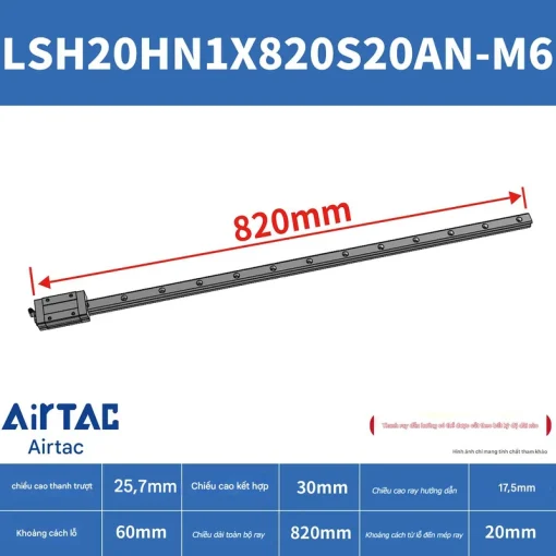 Thanh trượt vuông tiêu chuẩn LSH20HN1X820S20AN-M6 - Ảnh 2