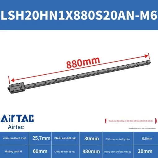 Thanh trượt vuông tiêu chuẩn LSH20HN1X880S20AN-M6 - Ảnh 2