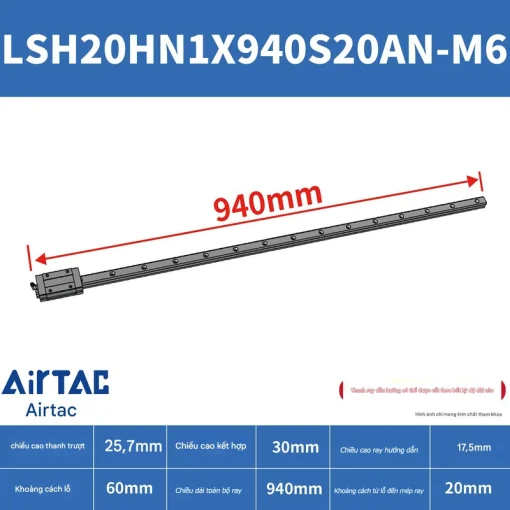 Thanh trượt vuông tiêu chuẩn LSH20HN1X940S20AN-M6 - Ảnh 2