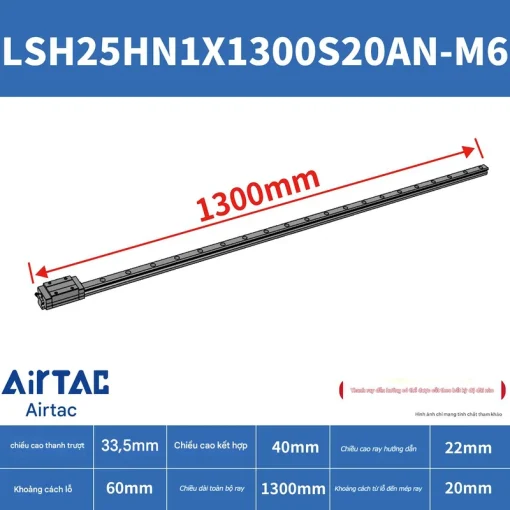 Thanh trượt vuông tiêu chuẩn LSH25F1N1X1300S20AN-M6 - Ảnh 2