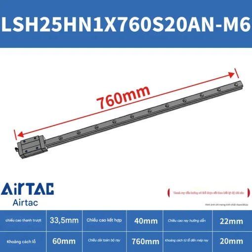 Thanh trượt vuông tiêu chuẩn LSH25F1N1X760S20AN-M6 - Ảnh 2