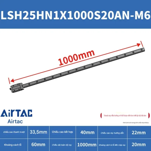 Thanh trượt vuông tiêu chuẩn LSH25HN1X1000S20AN-M6 - Ảnh 2