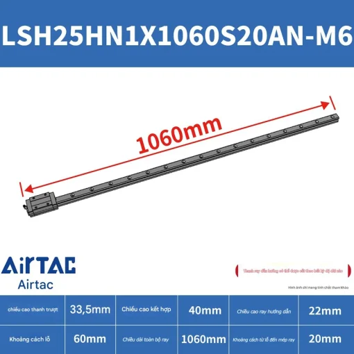Thanh trượt vuông tiêu chuẩn LSH25HN1X1060S20AN-M6 - Ảnh 2