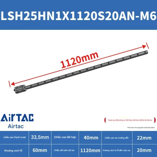 Thanh trượt vuông tiêu chuẩn LSH25HN1X1120S20AN-M6 - Ảnh 2