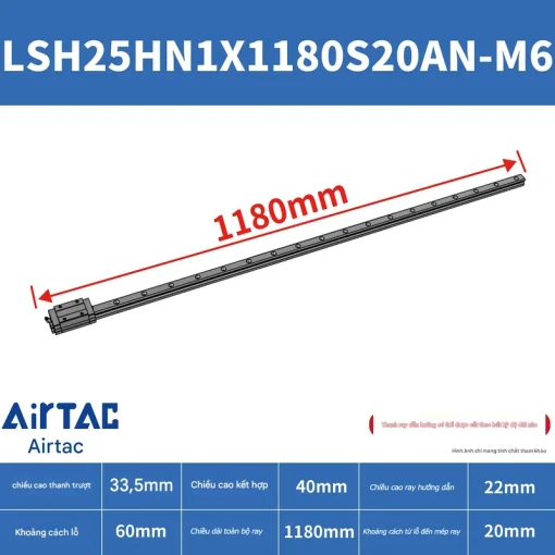 Thanh trượt vuông tiêu chuẩn LSH25HN1X1180S20AN-M6 - Ảnh 2