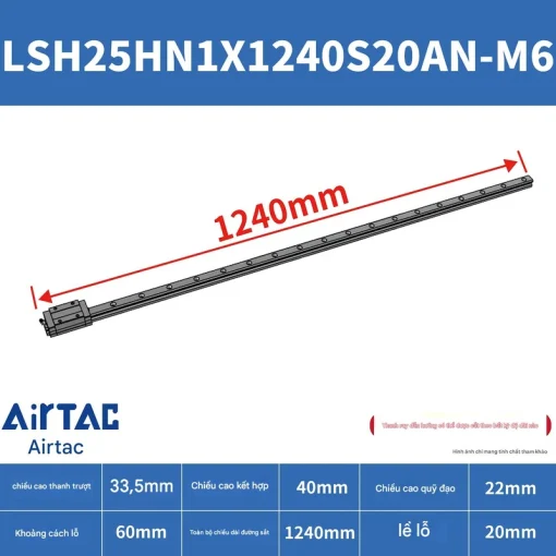 Thanh trượt vuông tiêu chuẩn LSH25HN1X1240S20AN-M6 - Ảnh 2