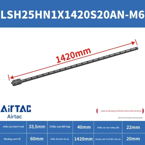 Thanh trượt vuông tiêu chuẩn LSH25HN1X1420S20AN-M6 - Ảnh 2