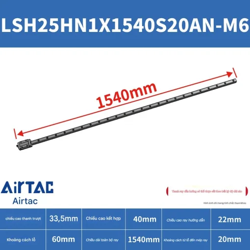 Thanh trượt vuông tiêu chuẩn LSH25HN1X1540S20AN-M6 - Ảnh 2