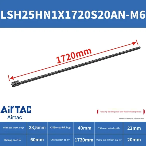 Thanh trượt vuông tiêu chuẩn LSH25HN1X1720S20AN-M6 - Ảnh 2