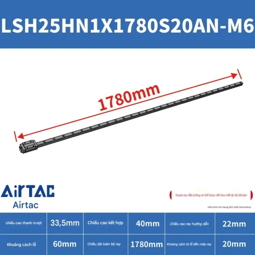 Thanh trượt vuông tiêu chuẩn LSH25HN1X1780S20AN-M6 - Ảnh 2