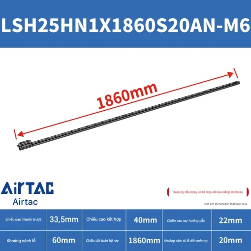 Thanh trượt vuông tiêu chuẩn LSH25HN1X1860S20AN-M6 - Ảnh 2