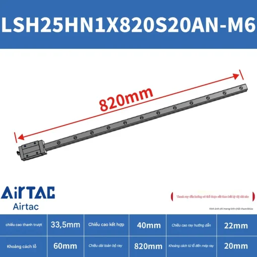 Thanh trượt vuông tiêu chuẩn LSH25HN1X820S20AN-M6 - Ảnh 2