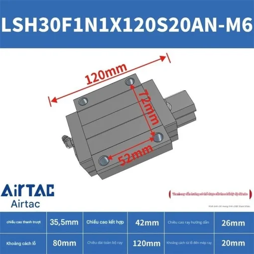 Thanh trượt vuông tiêu chuẩn LSH30F1N1X120S20AN-M6 - Ảnh 2