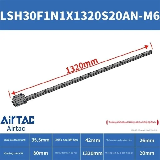 Thanh trượt vuông tiêu chuẩn LSH30F1N1X1320S20AN-M6 - Ảnh 2