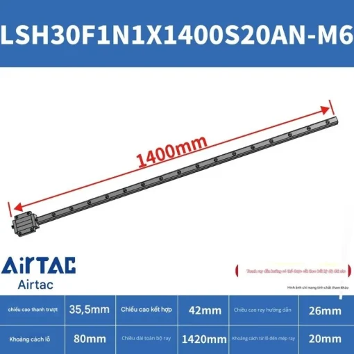 Thanh trượt vuông tiêu chuẩn LSH30F1N1X1400S20AN-M6 - Ảnh 2