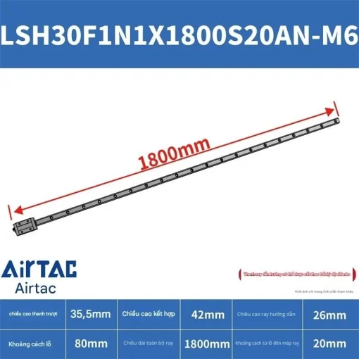 Thanh trượt vuông tiêu chuẩn LSH30F1N1X1800S20AN-M6 - Ảnh 2