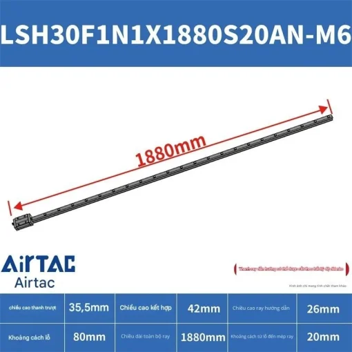 Thanh trượt vuông tiêu chuẩn LSH30F1N1X1880S20AN-M6 - Ảnh 2