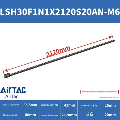 Thanh trượt vuông tiêu chuẩn LSH30F1N1X2120S20AN-M6 - Ảnh 2
