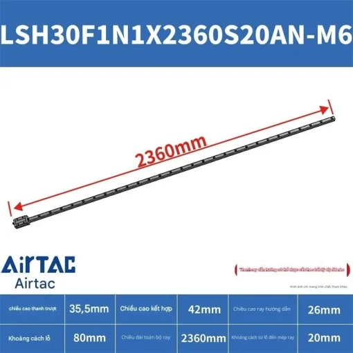 Thanh trượt vuông tiêu chuẩn LSH30F1N1X2360S20AN-M6 - Ảnh 2