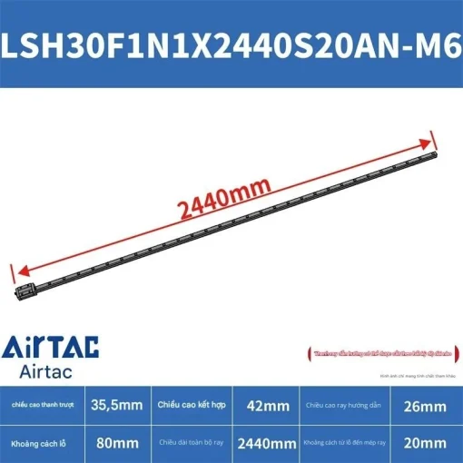 Thanh trượt vuông tiêu chuẩn LSH30F1N1X2440S20AN-M6 - Ảnh 2