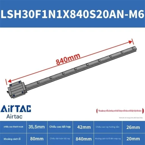 Thanh trượt vuông tiêu chuẩn LSH30F1N1X840S20AN-M6 - Ảnh 2