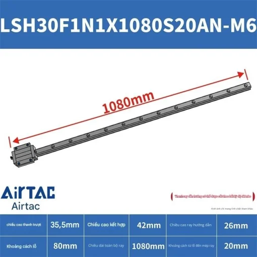 Thanh trượt vuông tiêu chuẩn LSH30HN1X1080S20AN-M6 - Ảnh 2